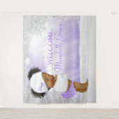 Winter Wonderland Afro Meisje Baby Shower Achtergr Wandkleed (Voorkant)