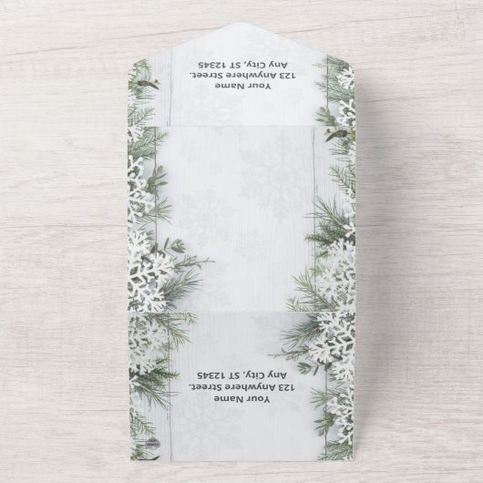 Winter Wonderland All in One Wedding Invitations All In One Uitnodiging (Buitenkant)