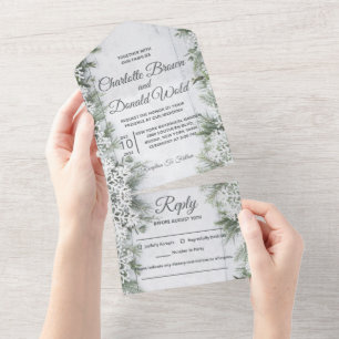 Winter Wonderland All-in-One Wedding Invite All In One Uitnodiging