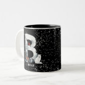 Winter Wonderland Alphabet B Monogram | Snow Wolf Tweekleurige Koffiemok (Voorkant links)