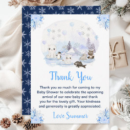 Winter Wonderland Arctic Animals Baby shower Bedankkaart