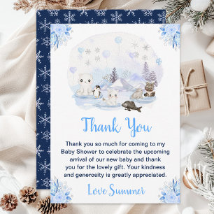 Winter Wonderland Arctic Animals Baby shower Bedankkaart