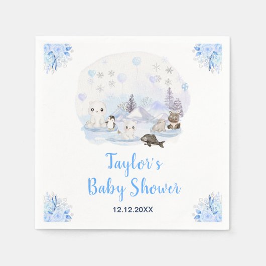 Winter Wonderland Arctic Animals Baby Shower Servet (Voorkant)