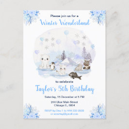 Winter Wonderland Arctic Animals Birthday Briefkaart