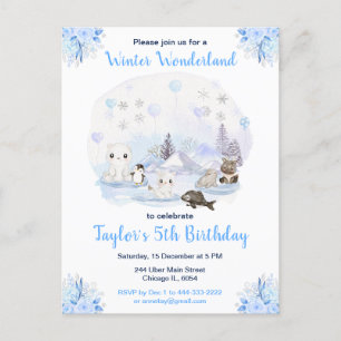 Winter Wonderland Arctic Animals Birthday Briefkaart
