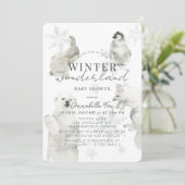 Winter Wonderland Arctic Animals Boy Baby shower Kaart (Staand voorkant)