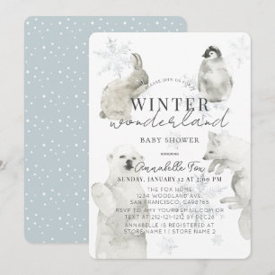 Winter Wonderland Arctic Animals Boy Baby shower Kaart