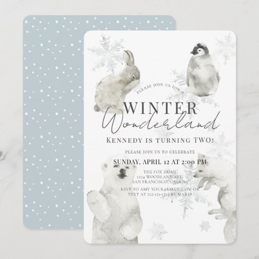 Winter Wonderland Arctic Animals Boy Birthday Kaart (Voorkant / Achterkant)