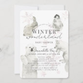 Winter Wonderland Arctic Animals Girl Baby shower Kaart (Voorkant)