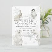 Winter Wonderland Arctic Animals Girl Birthday Kaart (Staand voorkant)