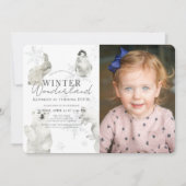 Winter Wonderland Arctic Animals Girl Birthday Kaart (Voorkant)