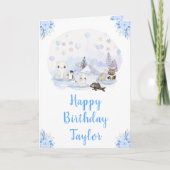Winter Wonderland Arctic Animals Happy Birthday Kaart (Voorkant)