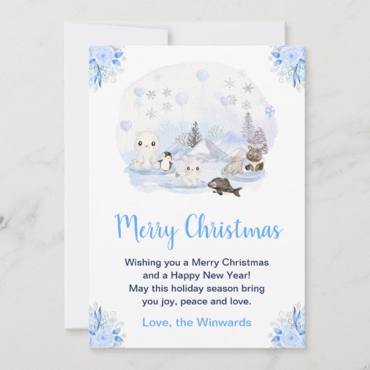 Winter Wonderland Arctic Animals Merry Christmas Feestdagenkaart (Voorkant)