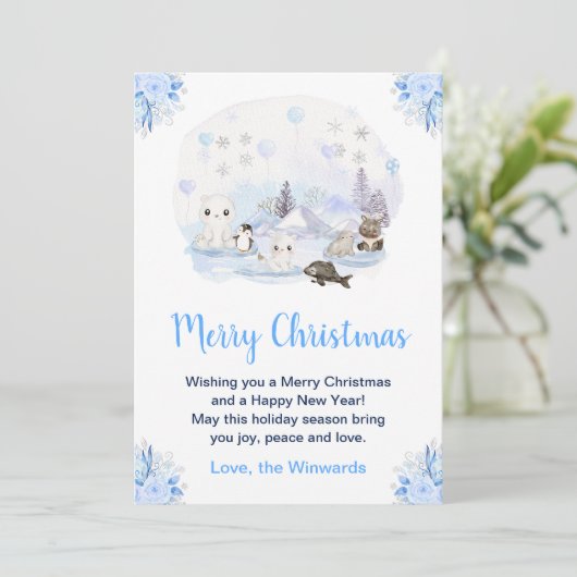 Winter Wonderland Arctic Animals Merry Christmas Feestdagenkaart (Staand voorkant)