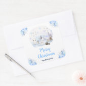 Winter Wonderland Arctic Animals Merry Christmas Vierkante Sticker (Envelop)