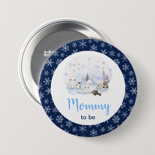 Winter Wonderland Arctic Animals Mommy To Be Ronde Button 7,6 Cm (Voorkant /achterkant)