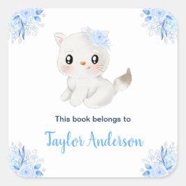 Winter Wonderland Arctic Cat Kids Bookplate Vierkante Sticker