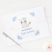 Winter Wonderland Arctic Cat Kids Bookplate Vierkante Sticker (Envelop)