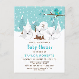 Winter Wonderland Arctic Fox Baby shower Briefkaart