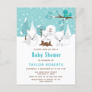 Winter Wonderland Arctic Fox Baby shower Briefkaart