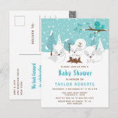 Winter Wonderland Arctic Fox Baby shower Briefkaart (Voorkant / Achterkant)