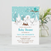 Winter Wonderland Arctic Fox Baby shower Kaart (Staand voorkant)
