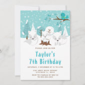 Winter Wonderland Arctic Fox Birthday Party Kaart (Voorkant)