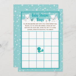 Winter Wonderland Arctic Foxes Baby shower Bingo Kaart