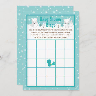 Winter Wonderland Arctic Foxes Baby shower Bingo Kaart