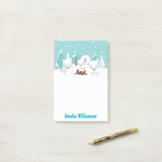 Winter Wonderland Arctic Foxes Post-it® Notes (Op bureau)