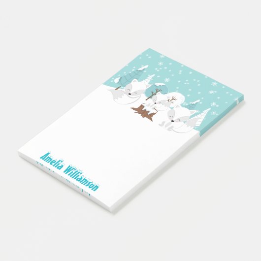 Winter Wonderland Arctic Foxes Post-it® Notes (Schuin)