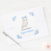 Winter Wonderland Arctic Owl Kids Bookplate Vierkante Sticker (Envelop)