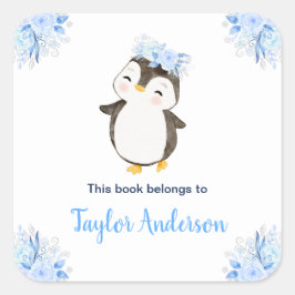 Winter Wonderland Arctic Penguin Kids Bookplate Vierkante Sticker