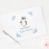 Winter Wonderland Arctic Penguin Kids Bookplate Vierkante Sticker (Envelop)