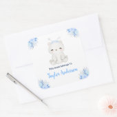 Winter Wonderland Arctic Polar Bear Kids Bookplate Vierkante Sticker (Envelop)