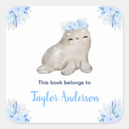 Winter Wonderland Arctic Seal Kids Bookplate Vierkante Sticker
