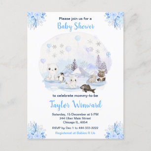 Winter Wonderland Arctische Dieren Baby Shower Briefkaart