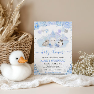 Winter Wonderland Arctische Dieren Baby Shower Kaart
