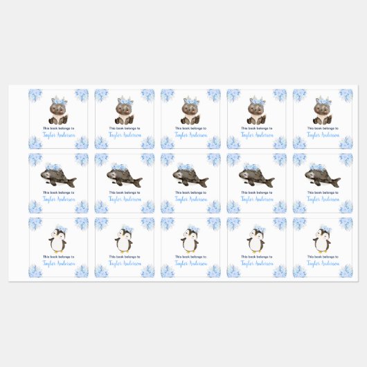 Winter Wonderland Arctische Dieren Kinder Bookplat Labels (Vel)