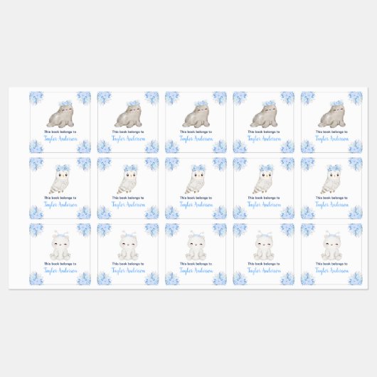 Winter Wonderland Arctische Dieren Kinder Bookplat Labels (Vel)