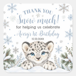 Winter Wonderland Arctische Dieren Luipaard Verjaa Vierkante Sticker