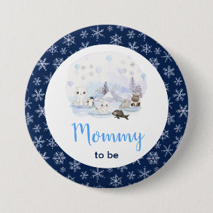 Winter Wonderland Arctische Dieren Mama in wording Ronde Button 7,6 Cm