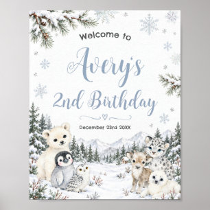Winter Wonderland Arctische Dieren Verjaardag Welk Poster