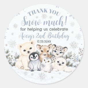 Winter Wonderland Arctische Dieren Verjaardagsfavo Ronde Sticker