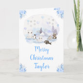 Winter Wonderland Arctische Dieren Vrolijk Kerstfe Feestdagen Kaart (Voorkant)
