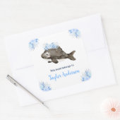 Winter Wonderland Arctische walvis Kinder Bookplat Vierkante Sticker (Envelop)