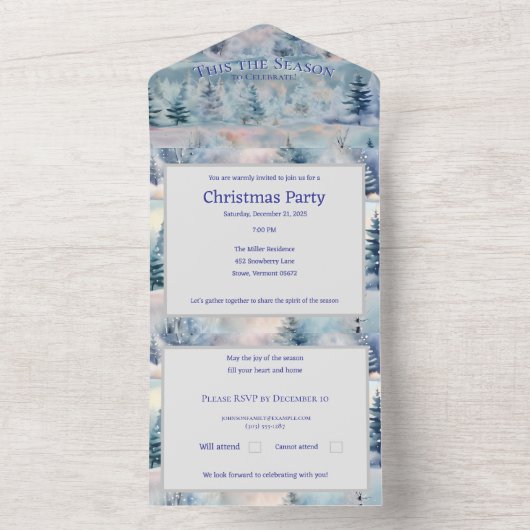 Winter Wonderland - Artistiek All In One Uitnodiging (Binnen)