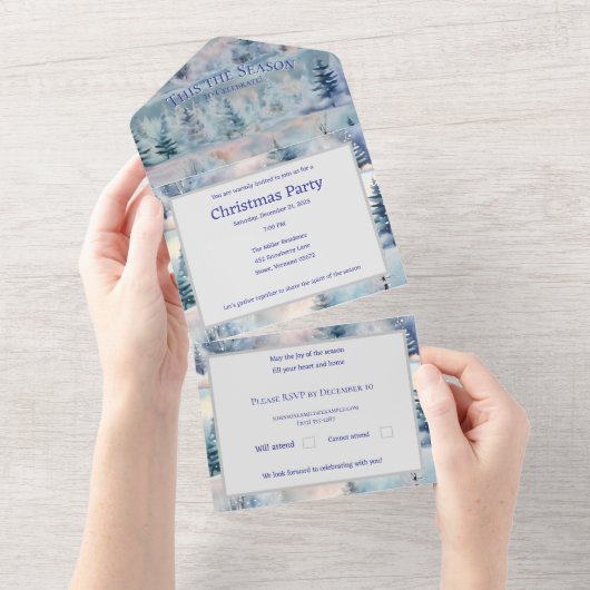 Winter Wonderland - Artistiek All In One Uitnodiging (Afscheurbaar)