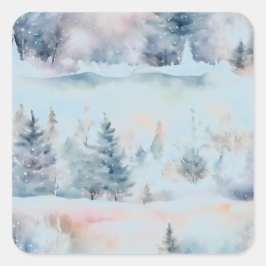 Winter Wonderland - Artistiek Vierkante Sticker