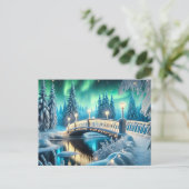 Winter Wonderland Aurora: Snowy Bridge-kunst Briefkaart (Staand voorkant)